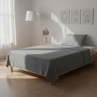 KASANOVA Parure letto 1 piazza e mezza quadretti grigio Young