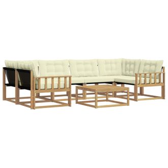 vidaXL Conjunto De Sof&aacute;s De Exterior 7 Pcs Blanco Y Crema Vidaxl
