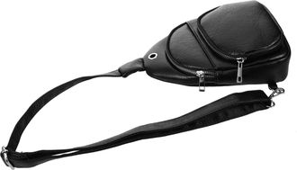 PartyKindom PU Sling Bag for Men Zippered Chest Crossbody with Proper Capacity Travel Storage Shoulder Bag for Hiking Work Shopping Outdoor Sports Daily Use