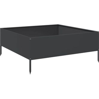 vidaXL Fioriera Rialzata da Giardino Nera 100x100x25 cm in Acciaio - Vidaxl