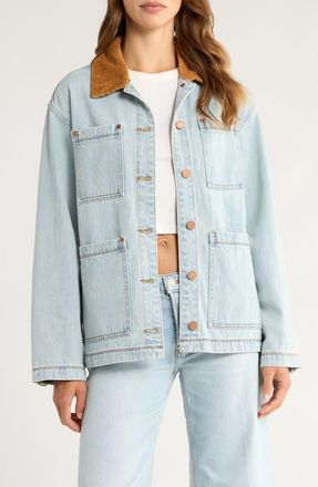 Blank NYC Corduroy Collar Denim Shacket in Crack Of Dawn at Nordstrom, Size Medium