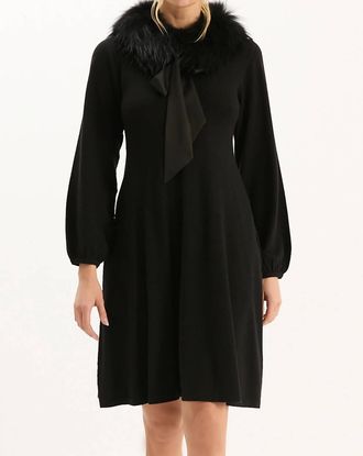 Tyler B&ouml;e Meghan Knit Dress With Fur Collar In Black