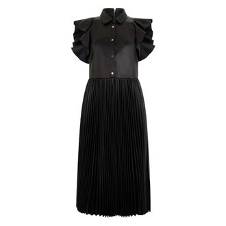 Red Valentino Shirt Dresses, female, Black, Size: M Leather Midi Dress