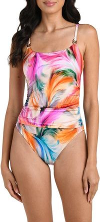La Blanca Feathered Impression One-Piece Swimsuit in Pink Multi at Nordstrom, Size 12