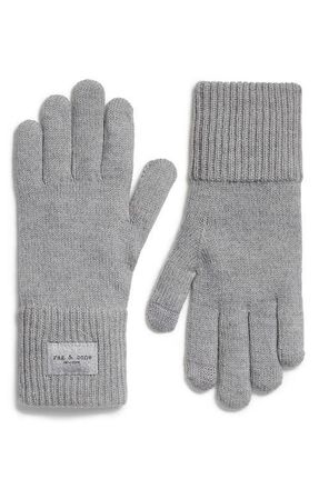 Rag & Bone Blake Metallic Wool Blend Knit Gloves in Silver at Nordstrom