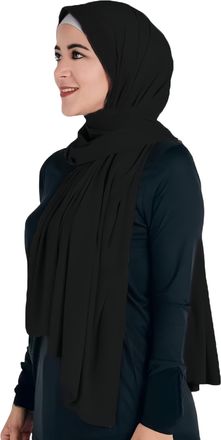 Lina & Lily Non-see-through Premium Jersey Modal Hijab Head Scarf Shawl Wrap for Muslim Women (Black)