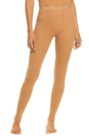 SKIMS Stretch Cotton Rib Leggings in Camel at Nordstrom, Size 4 X