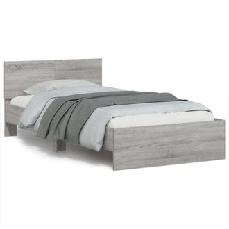 Berkfield Home Bed Frame without Mattress with LED Lights Grey Sonoma 100x200 cm