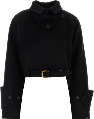 Chlo&eacute; Black Solid Shirt Collar Jacket