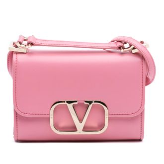 Valentino Pre-owned Womens Crossbody Bag Leather Logo - Pink - One Size