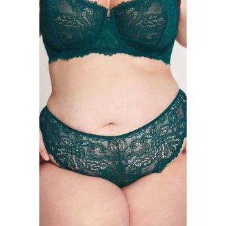 Savage x Fenty Romantic Corded Lace Brazilian Panties in Green Demeanor at Nordstrom, Size X-Small