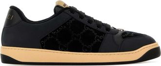Gucci Black Leather And Velvet Sneakers