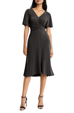 Maggy London Ruched Bodice Midi Dress in Black at Nordstrom Rack, Size 16