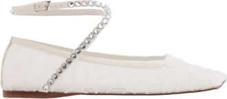 Amina Muaddi Ane Crystal Lace Flats, Brand Size 37.5 ( US Size 7.5 )