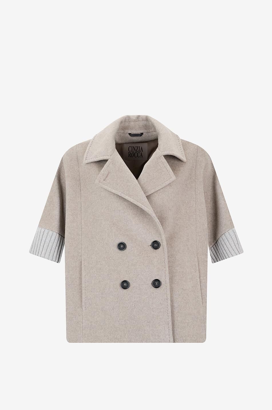 Cinzia Rocca Zweireihiges Cape aus doppellagiger Wolle und Strick