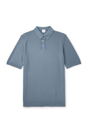 Eleventy Slim-Fit Ribbed Cotton Polo Shirt