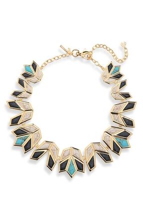 Lele Sadoughi Stone Lotus Necklace in Onyx Turquoise at Nordstrom