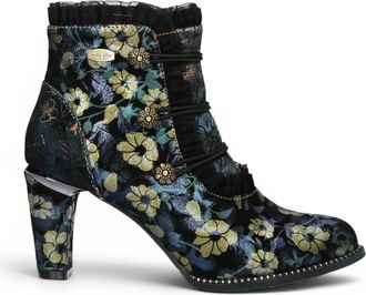 Laura Vita Laura Vita Floral Dames Victoriaanse blauwe leren enkellaarzen - Alcbaneo-130