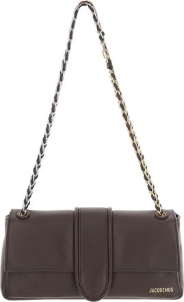 Jacquemus Dark Brown Chaine Two-Tone Chain Lambskin Shoulder Bag