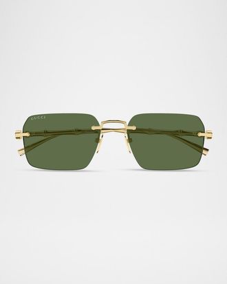 Gucci Men & apos;s GG2154S-003 Metal Rectangle Sunglasses