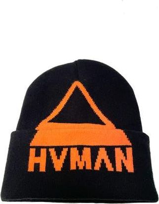 HVMAN Triangle Logo Knit Beanie in Black/Orange at Nordstrom Rack