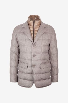 Herno Daunenjacke im Blazerschnitt aus Seide und Kaschmir