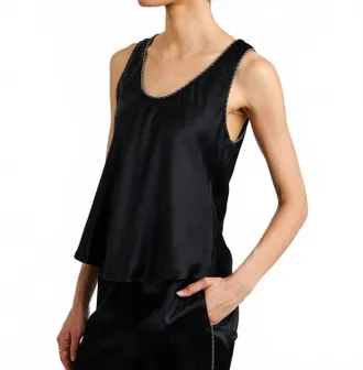 Bella Dahl Beaded Trim Tank Top In Black