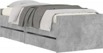 vidaXL Bed Frame with Drawers without Mattress Concrete Grey 90x200 cm vidaXL
