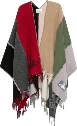 Vivienne Westwood Jassen, Dames, Veelkleurig, ONE Size, Wol, Orb-print deken poncho