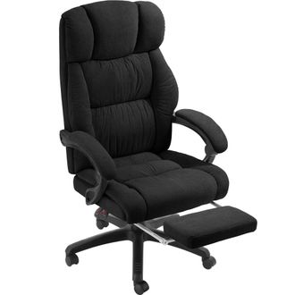 TecTake Silla de oficina con reposapi&eacute;s y tapizado de terciopelo, 360&ordm;, negro