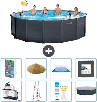 Intex Piscina Graphite Panel Redonda - 478x124 Cm - 9-piezas S528