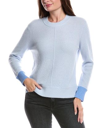 Forté Cashmere Contrast Trim Thermal Cashmere Sweater