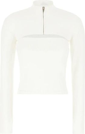 Juun.J Jw 3251W02 Trui met hoge hals en rits - Dames - Coltruien - Wit - XS - Nylon - Truien & Vesten