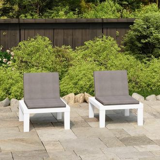 vidaXL Vidaxl - Sillones De Jard&iacute;n Con Cojines 2 Unidades Pl&aacute;stico Blanco