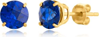 MAX + STONE 10k Yellow or White Gold 6mm Round Checkerboard Cut Gemstone Stud Earrings
