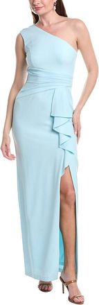 Adrianna Papell Side Ruffle Crepe Column Gown
