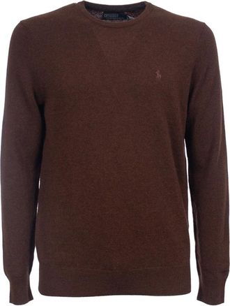 Polo Ralph Lauren Rondgebreide trui - Heren - Ronde hals truien - Bruin - S - Wol - Truien & Vesten