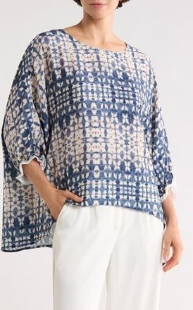 Patrizia Luca Printed Boxy Top in Blue at Nordstrom Rack