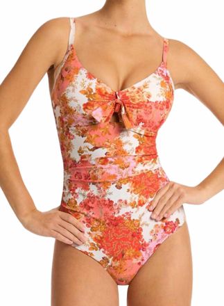 Sea Level Australia Womens Daisy Field Tie Front Tankini In Coral