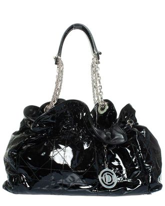 Dior Black Patent Leather Cannage Le Trente Shoulder Bag (Authentic Pre-Loved)