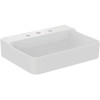 Ideal Lavabo Conca 600x450x165mm, Lijado Blanco 3 Orificios Para Grifer&iacute;a, Sin Rebosadero Ideal Standard