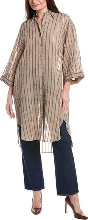 Brunello Cucinelli Sequin Stripe Long Shirt