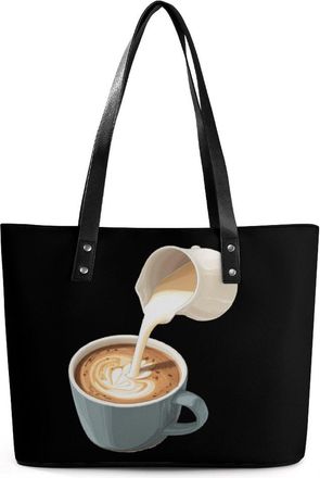 Generic Coffee Prints Tote Bags for Women Cute Shoulder Purses Handbags