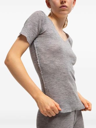 Gudrun & Gudrun Top Barbara con scollo a V - Grigio