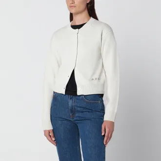 A.P.C. Cardigan corto ecru in lana