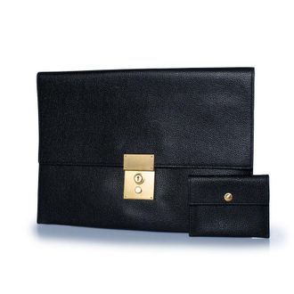 Thom Browne pebbled leather clutch with wallet