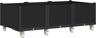 vidaXL Jardinera Con Ruedas Pp Negro 150x80x54 Cm Vidaxl