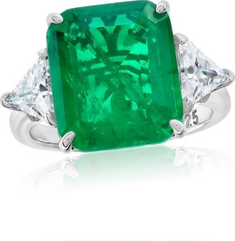 Suzy Levian Gala Cubic Zirconia Engagement Ring in Green at Nordstrom Rack, Size 8