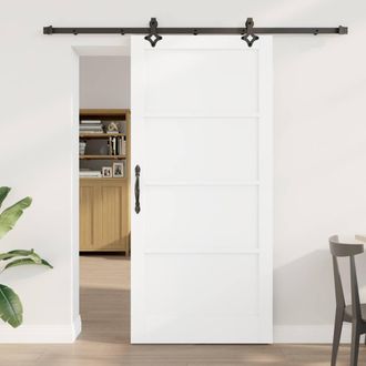 Berkfield Home Sliding Door with Hardware Set White 93x202 cm Solid Wood Pine