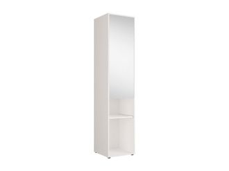 Vente-Unique Columna de almacenamiento para cama abatible - Con espejo y armario - 1 puerta y 2 huecos - Blanco - MOVELINO